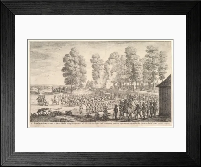 Framed Print : Entry of the Count of Thurn and Taxis into Hemissen, ca. 1651. Creator: Wenceslaus Hollar Framed Print : Entry of the Count of Thurn and Taxis into Hemissen, ca. 1651. Creator: Wenceslaus Hollar