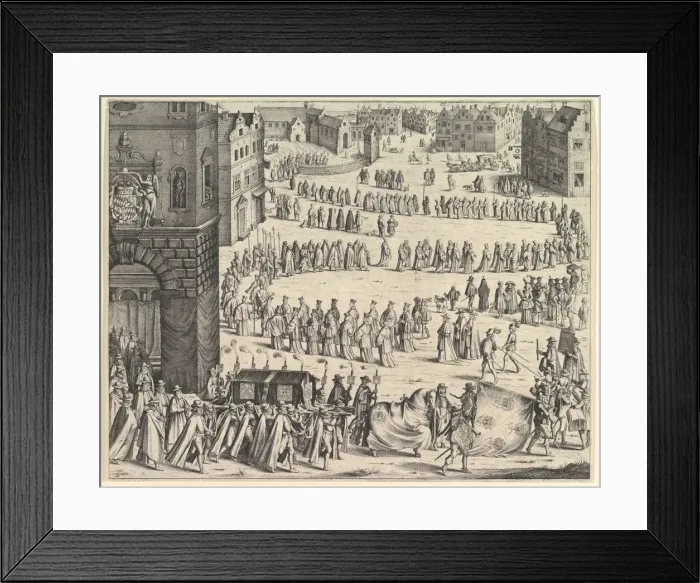 Framed Print : Funeral of General Johan Baptiste von Taxis, 1645. Creator: Wenceslaus Hollar Framed Print : Funeral of General Johan Baptiste von Taxis, 1645. Creator: Wenceslaus Hollar
