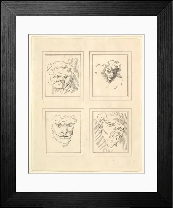 Framed Print : Four Heads (from Characaturas by Leonardo da Vinci, from Drawings by Wincelslaus Hollar Framed Print : Four Heads (from Characaturas by Leonardo da Vinci, from Drawings by Wincelslaus Hollar