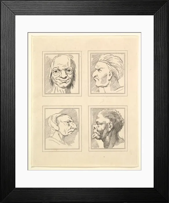 Framed Print : Four Heads (from Characaturas by Leonardo da Vinci, from Drawings by Wincelslaus Hollar Framed Print : Four Heads (from Characaturas by Leonardo da Vinci, from Drawings by Wincelslaus Hollar