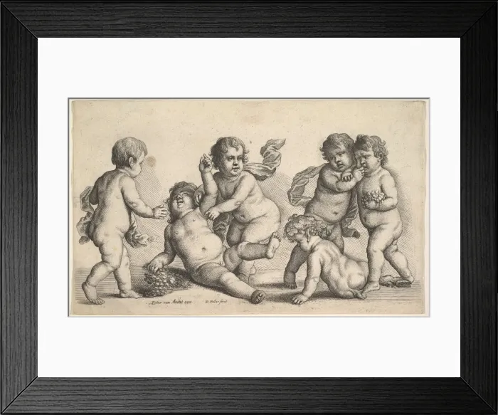 Framed Print : Five boys and a satyr, 1646. Creator: Wenceslaus Hollar Framed Print : Five boys and a satyr, 1646. Creator: Wenceslaus Hollar