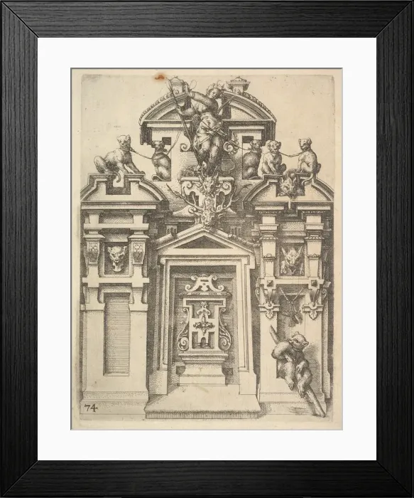 Framed Print : Design for an Architectural Structure with a Hunting Theme Framed Print : Design for an Architectural Structure with a Hunting Theme