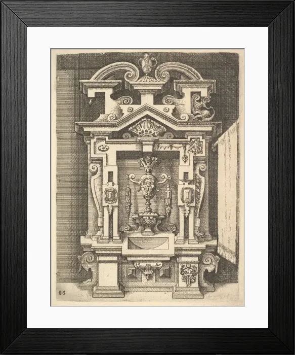 Framed Print : Design for a Lavabo, Plate 85 from Dietterlins Architectura, 1598 Framed Print : Design for a Lavabo, Plate 85 from Dietterlins Architectura, 1598