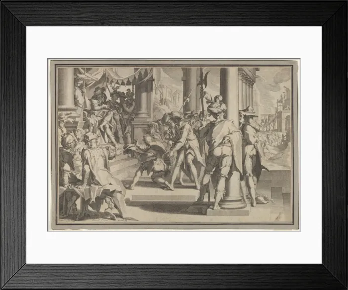Framed Print : Allegory of Justice (Sanctity of the Law) with a court scene depicting a man being Framed Print : Allegory of Justice (Sanctity of the Law) with a court scene depicting a man being
