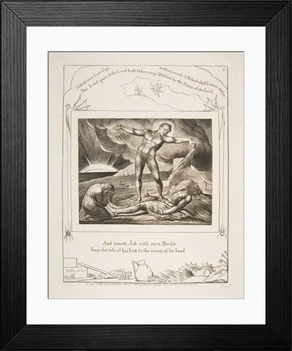 Framed Print : Satan Smiting Job with Boils, from Illustrations of the Book of Job, 1825-26 Framed Print : Satan Smiting Job with Boils, from Illustrations of the Book of Job, 1825-26