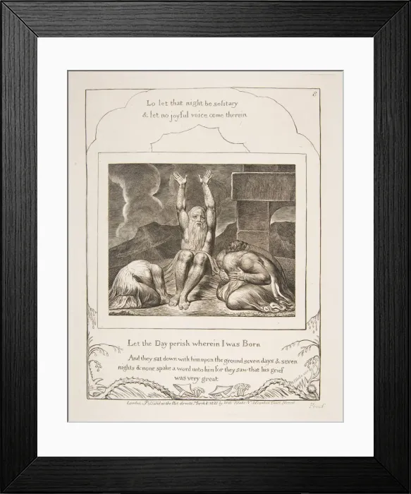 Framed Print : Jobs Despair, from Illustrations of the Book of Job, 1825-26. Creator: William Blake Framed Print : Jobs Despair, from Illustrations of the Book of Job, 1825-26. Creator: William Blake