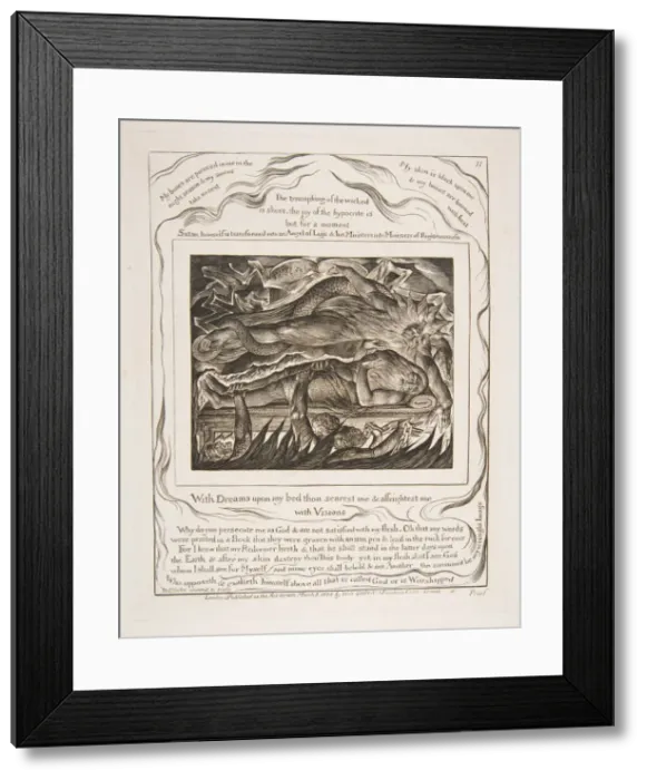 Framed Print : Jobs Evil Dreams, from Illustrations of the Book of Job, 1825-26. Creator: William Blake Framed Print : Jobs Evil Dreams, from Illustrations of the Book of Job, 1825-26. Creator: William Blake