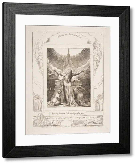 Framed Print : Jobs Sacrifice, from Illustrations of the Book of Job, 1825-26. Creator: William Blake Framed Print : Jobs Sacrifice, from Illustrations of the Book of Job, 1825-26. Creator: William Blake