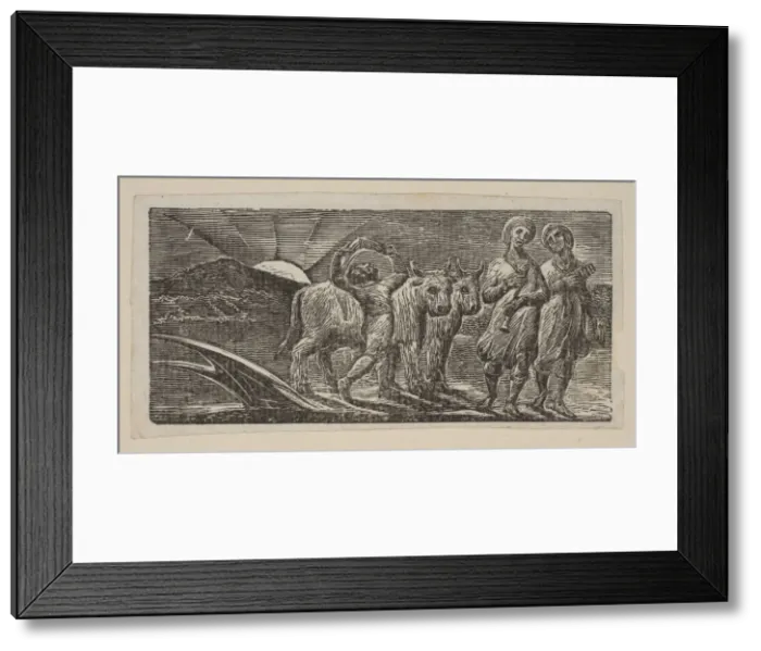 Framed Print : Boy Returning Joyfully, with Plough and Oxen, from Thorntons Pastorals of Virgil, 1821 Framed Print : Boy Returning Joyfully, with Plough and Oxen, from Thorntons Pastorals of Virgil, 1821