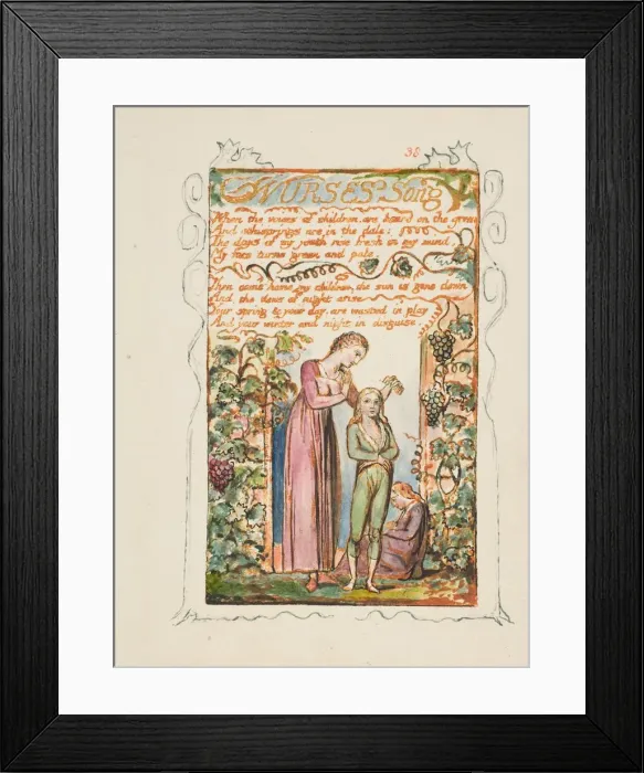 Framed Print : Songs of Innocence and of Experience: Nurses Song, ca. 1825. Creator: William Blake Framed Print : Songs of Innocence and of Experience: Nurses Song, ca. 1825. Creator: William Blake