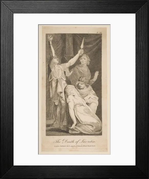 Framed Print : The Death of Lucretia, from Allens New and Impartial Roman History, 1797