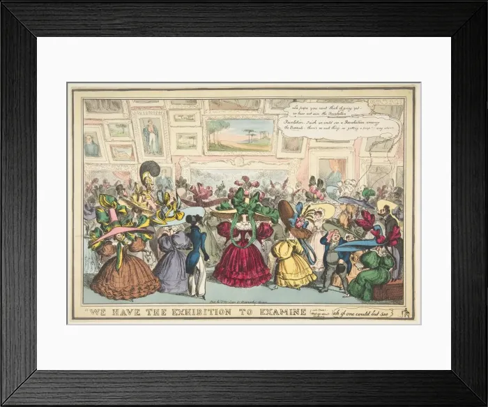 Framed Print : We Have the Exhibition to Examine, 1810-40. Creator: William Heath Framed Print : We Have the Exhibition to Examine, 1810-40. Creator: William Heath