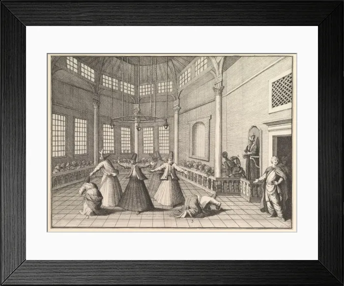 Framed Print : The Inside of a Mosque, the Dervishes Dancing (Aubry de La Mottrayes Framed Print : The Inside of a Mosque, the Dervishes Dancing (Aubry de La Mottrayes