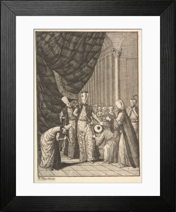 Framed Print : Sultan Ahmed III Crowned in the Mosque at Eyups (Aubry de La Mottrayes Framed Print : Sultan Ahmed III Crowned in the Mosque at Eyups (Aubry de La Mottrayes