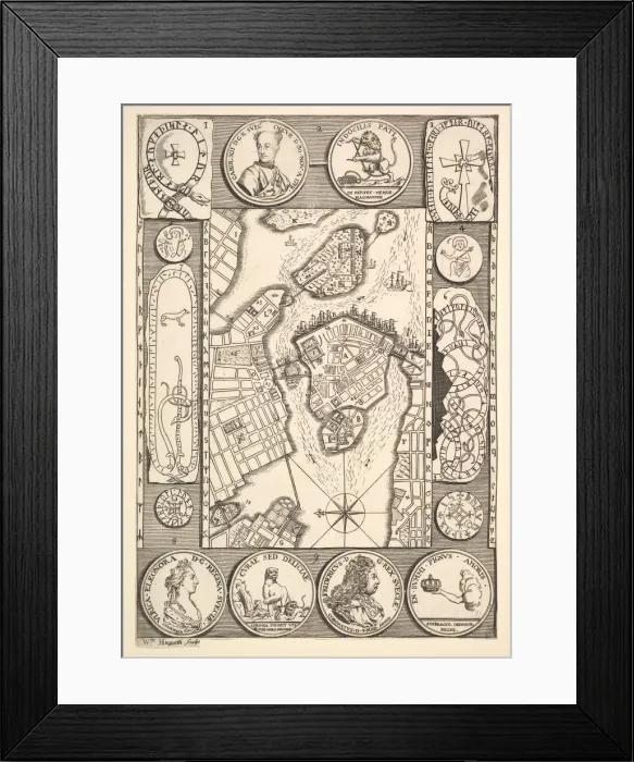 Framed Print : Map of Stockholm (Aubry de La Mottrayes Travels throughout Europe Framed Print : Map of Stockholm (Aubry de La Mottrayes Travels throughout Europe