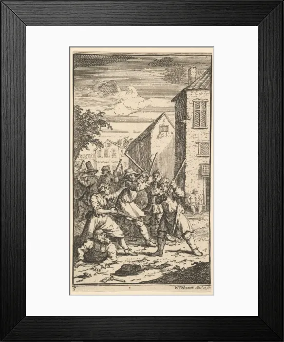 Framed Print : Hudibras Vanquished by Trulla (Seventeen Small Illustrations for Samuel Butlers Hudibr Framed Print : Hudibras Vanquished by Trulla (Seventeen Small Illustrations for Samuel Butlers Hudibr