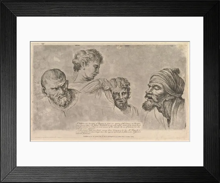 Framed Print : Four Heads From the Raphael Cartoons at Hampton Court, May 14, 1781 Framed Print : Four Heads From the Raphael Cartoons at Hampton Court, May 14, 1781