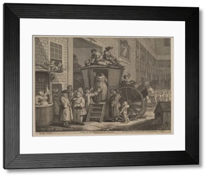 Framed Print : The Stage Coach, or The Country Inn Yard, 1747. Creator: William Hogarth Framed Print : The Stage Coach, or The Country Inn Yard, 1747. Creator: William Hogarth