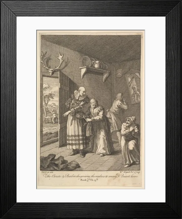 Framed Print : The Curate and the Barber Disguising Themselves to convey Don Quixote Home (Six I Framed Print : The Curate and the Barber Disguising Themselves to convey Don Quixote Home (Six I