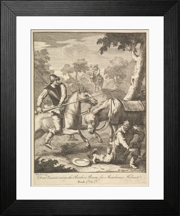 Framed Print : The Adventure of Mambrinos Helmet (Six Illustrations for Don Quixote), 1756 or after Framed Print : The Adventure of Mambrinos Helmet (Six Illustrations for Don Quixote), 1756 or after