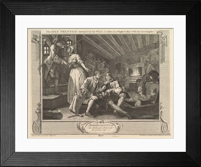 Framed Print : The Idle Prentice Betrayed by his Whore and Taken into a Night Cellar with Framed Print : The Idle Prentice Betrayed by his Whore and Taken into a Night Cellar with