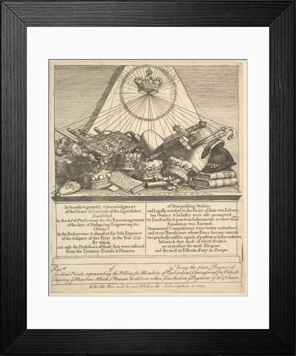 Framed Print : Crowns, Mitres, Maces, etc. 1755. Creator: William Hogarth Framed Print : Crowns, Mitres, Maces, etc. 1755. Creator: William Hogarth