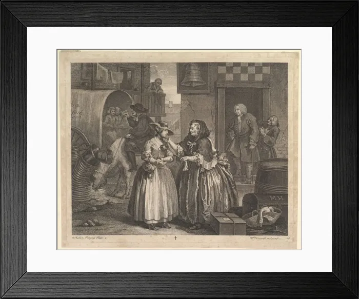 Framed Print : A Harlots Progress, Plate 1, April 1732. Creator: William Hogarth Framed Print : A Harlots Progress, Plate 1, April 1732. Creator: William Hogarth