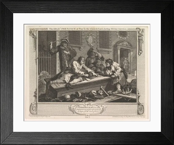 Framed Print : The Idle Prentice at Play in the Church Yard (Industry and Idleness, plate 3) Framed Print : The Idle Prentice at Play in the Church Yard (Industry and Idleness, plate 3)
