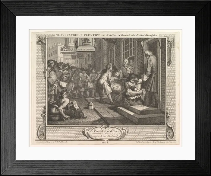 Framed Print : The Industrious Prentice Out of his Time and Married to his Masters Daught Framed Print : The Industrious Prentice Out of his Time and Married to his Masters Daught