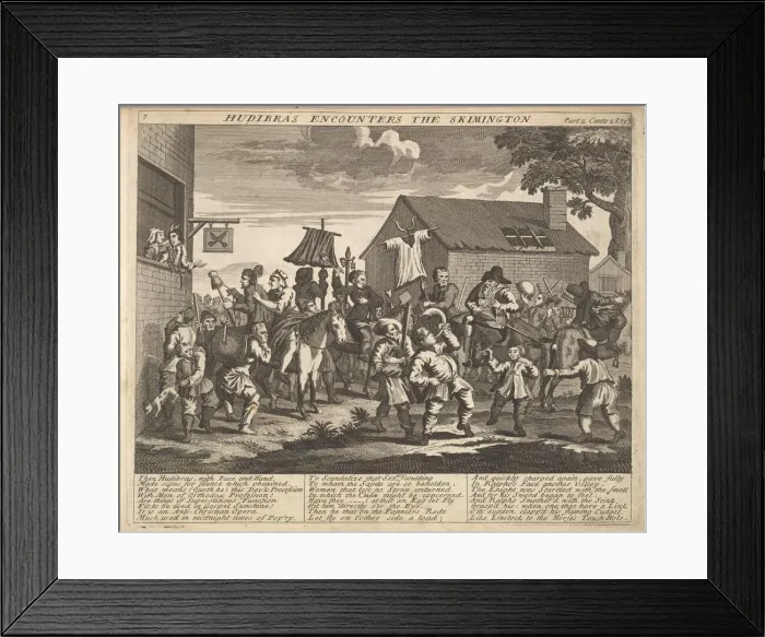 Framed Print : Hudibras Encounters the Skimmington (Plate 7: Illustrations to Samuel Butlers Hudi Framed Print : Hudibras Encounters the Skimmington (Plate 7: Illustrations to Samuel Butlers Hudi