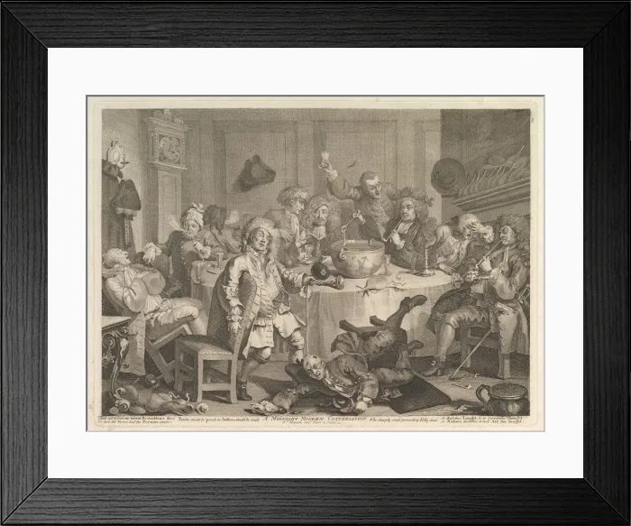 Framed Print : A Midnight Modern Conversation, March, 1732. Creator: William Hogarth Framed Print : A Midnight Modern Conversation, March, 1732. Creator: William Hogarth