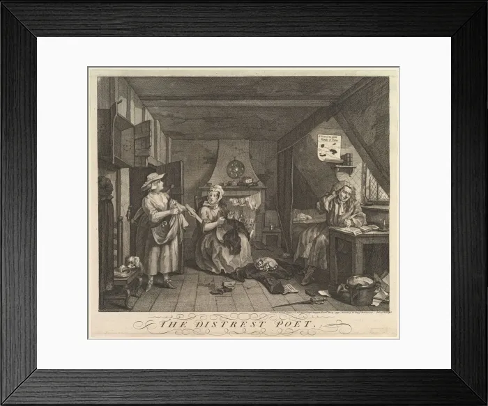 Framed Print : The Distrest Poet, December 15, 1740. Creator: William Hogarth Framed Print : The Distrest Poet, December 15, 1740. Creator: William Hogarth
