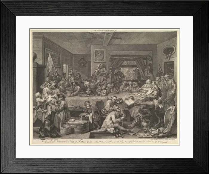 Framed Print : An Election Entertainment, Plate I: Four Prints of an Election, February 1755 Framed Print : An Election Entertainment, Plate I: Four Prints of an Election, February 1755
