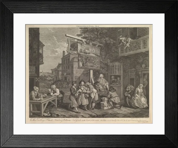 Framed Print : Canvassing for Votes, Plate II: Four Prints of an Election, February 20, 1757 Framed Print : Canvassing for Votes, Plate II: Four Prints of an Election, February 20, 1757
