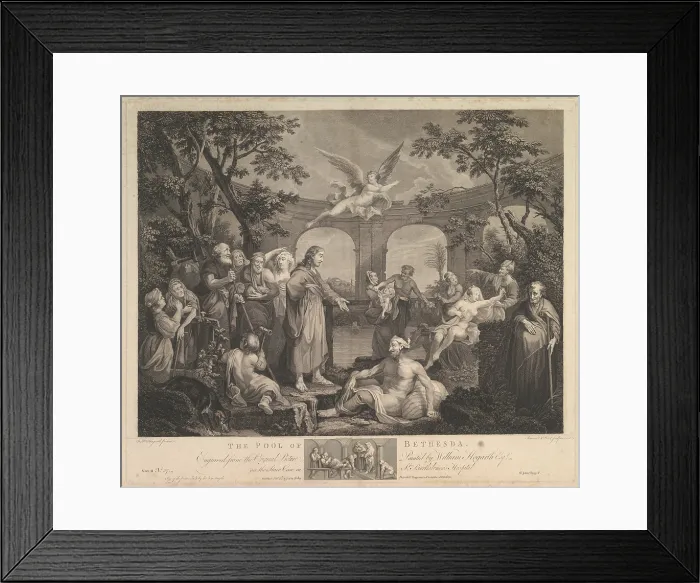 Framed Print : The Pool of Bethesda (St. John, Chapter 5), February 24, 1772. Creators: Simon Francois Ravenet, Victor Marie Picot Framed Print : The Pool of Bethesda (St. John, Chapter 5), February 24, 1772. Creators: Simon Francois Ravenet, Victor Marie Picot