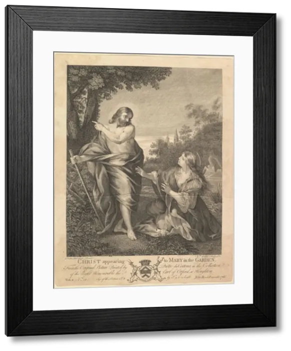 Framed Print : Christ Appearing to Mary in the Garden, before 1766. Creator: William Walker Framed Print : Christ Appearing to Mary in the Garden, before 1766. Creator: William Walker
