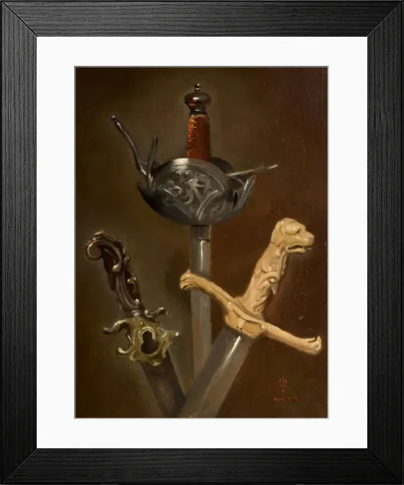 Framed Print : Three Swordhilts, 1839. Creator: John Everett Millais
