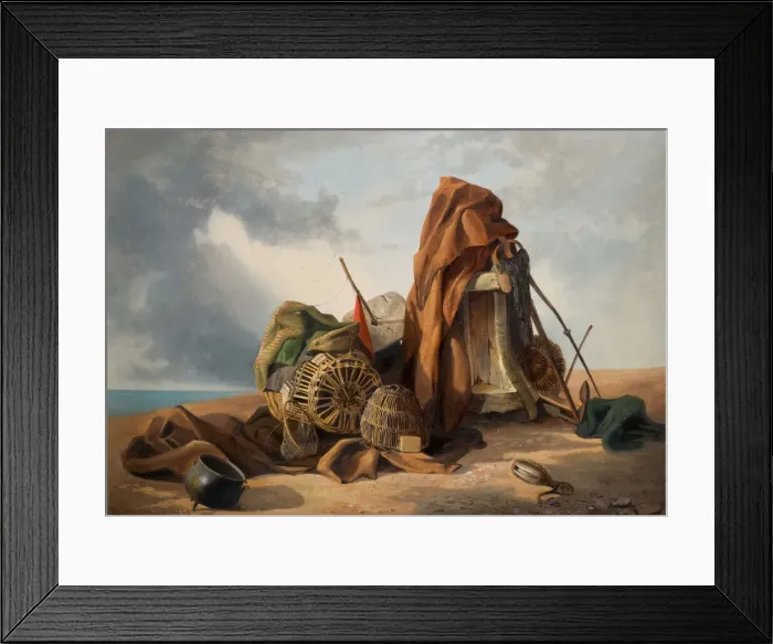 Framed Print : Beach Scene (Still Life), 1858. Creator: Benjamin Johnson Framed Print : Beach Scene (Still Life), 1858. Creator: Benjamin Johnson