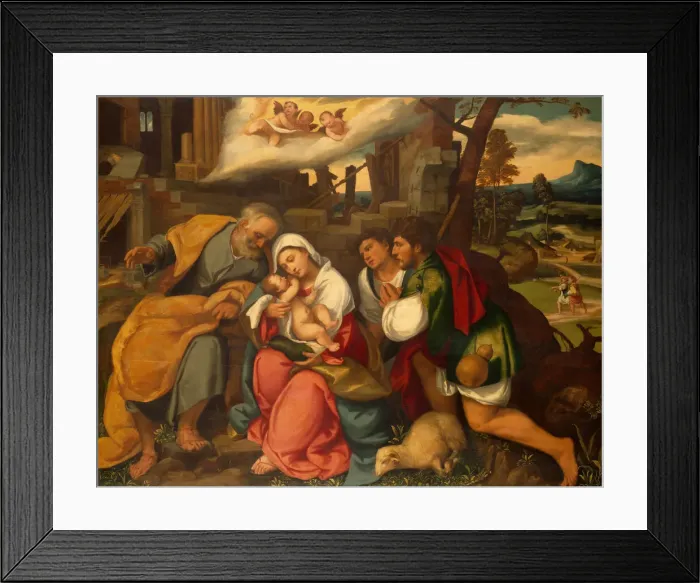 Framed Print : The Adoration of the Shepherds, 1540. Creator: Bonifacio de Pitati Framed Print : The Adoration of the Shepherds, 1540. Creator: Bonifacio de Pitati