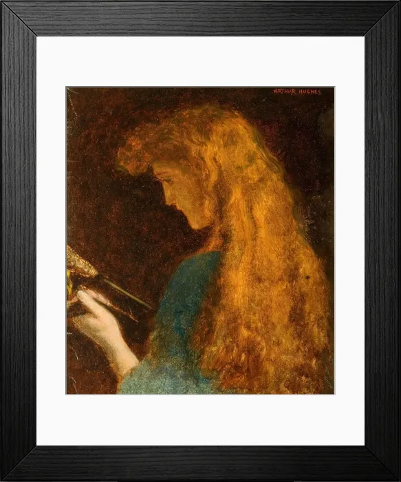 Framed Print : Study of a Girls Head, 1880-1886. Creator: Arthur Hughes Framed Print : Study of a Girls Head, 1880-1886. Creator: Arthur Hughes