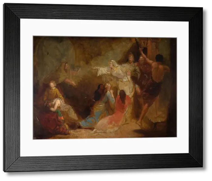 Framed Print : Elgiva seized by order of Archbishop Odo, 1847. Creator: John Everett Millais Framed Print : Elgiva seized by order of Archbishop Odo, 1847. Creator: John Everett Millais