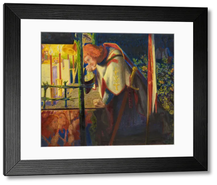 Framed Print : Sir Galahad at the Ruined Chapel, 1857 - 1859. Creator: Dante Gabriel Rossetti Framed Print : Sir Galahad at the Ruined Chapel, 1857 - 1859. Creator: Dante Gabriel Rossetti
