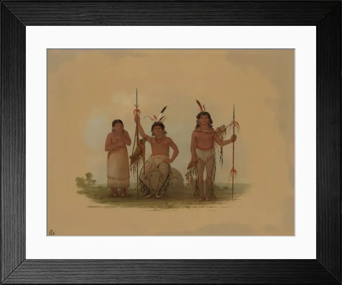 Framed Print : Two Arapaho Warriors and a Woman, 1861 / 1869. Creator: George Catlin Framed Print : Two Arapaho Warriors and a Woman, 1861 / 1869. Creator: George Catlin