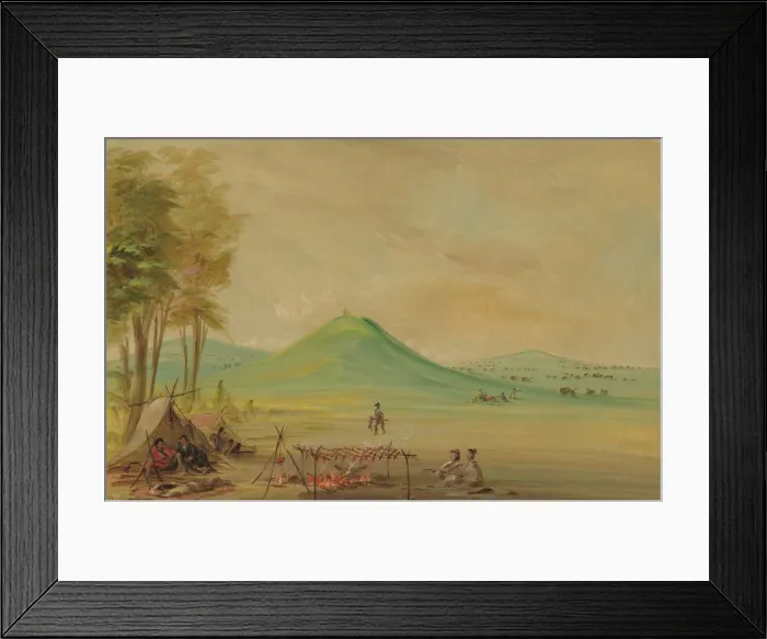 Framed Print : Expedition Encamped on a Texas Prairie. April 1686, 1847 / 1848. Creator: George Catlin Framed Print : Expedition Encamped on a Texas Prairie. April 1686, 1847 / 1848. Creator: George Catlin