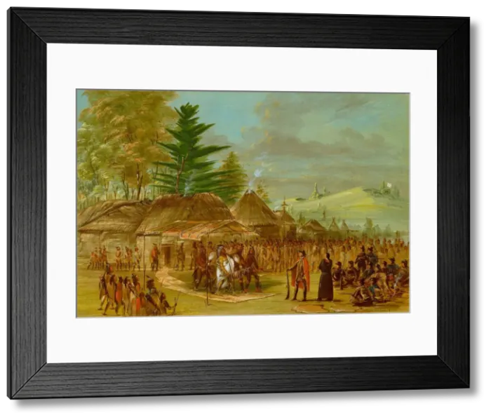 Framed Print : Chief of the Taensa Indians Receiving La Salle. March 20, 1682, 1847 / 1848 Framed Print : Chief of the Taensa Indians Receiving La Salle. March 20, 1682, 1847 / 1848