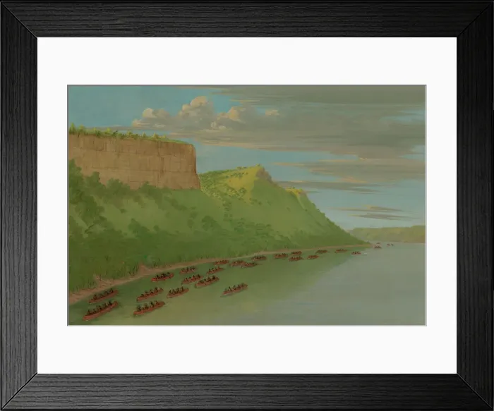 Framed Print : Father Hennepin and Companions Passing Lovers Leap. April 1680, 1847 / 1848 Framed Print : Father Hennepin and Companions Passing Lovers Leap. April 1680, 1847 / 1848