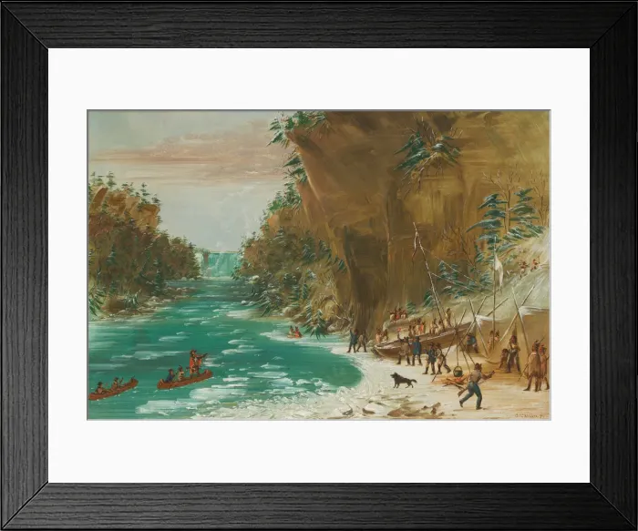 Framed Print : The Expedition Encamped below the Falls of Niagara. January 20, 1679, 1847 / 1848 Framed Print : The Expedition Encamped below the Falls of Niagara. January 20, 1679, 1847 / 1848