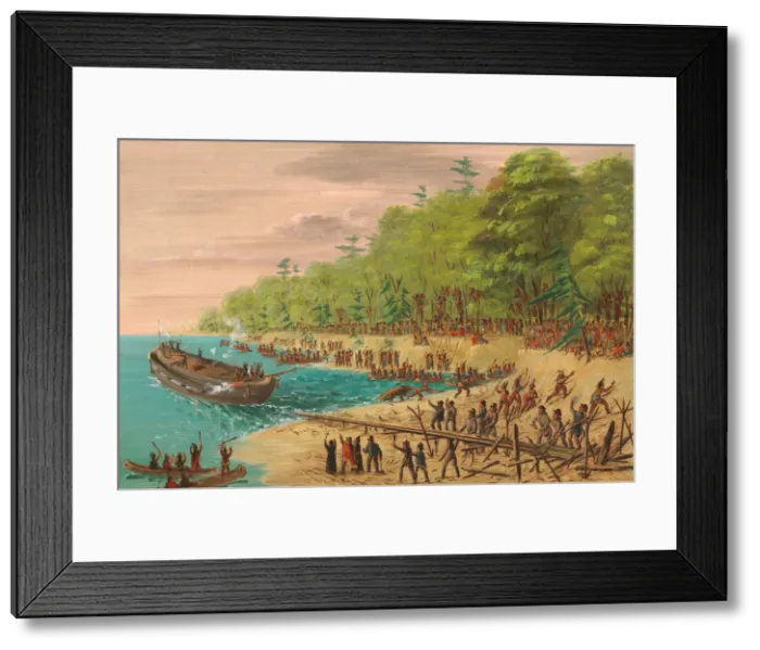 Framed Print : Launching of the Griffin. July 1679, 1847 / 1848. Creator: George Catlin Framed Print : Launching of the Griffin. July 1679, 1847 / 1848. Creator: George Catlin