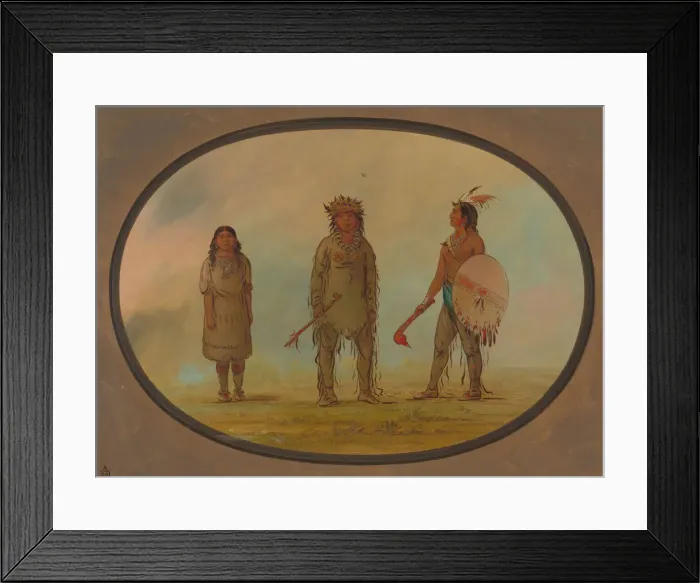 Framed Print : Athapasca Chief, His Wife, and a Warrior, 1855 / 1869. Creator: George Catlin Framed Print : Athapasca Chief, His Wife, and a Warrior, 1855 / 1869. Creator: George Catlin