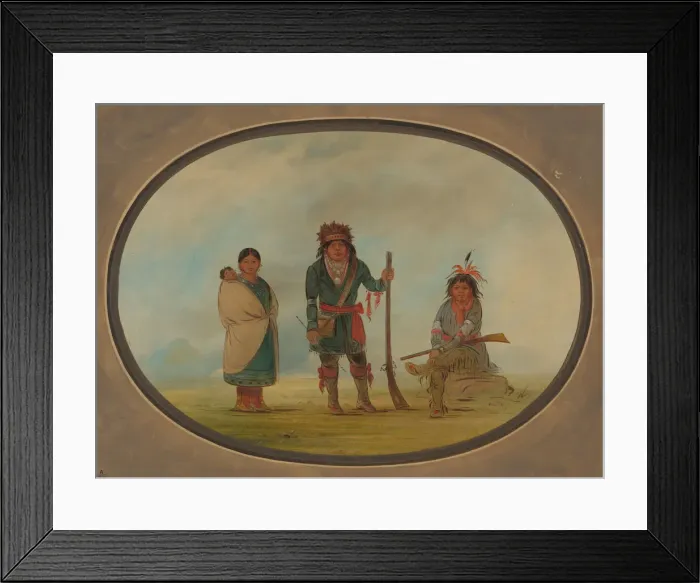 Framed Print : Three Micmac Indians, 1861 / 1869. Creator: George Catlin Framed Print : Three Micmac Indians, 1861 / 1869. Creator: George Catlin